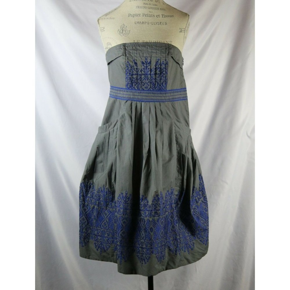 Anthropologie Gray Floreat Sewing Circles Dress